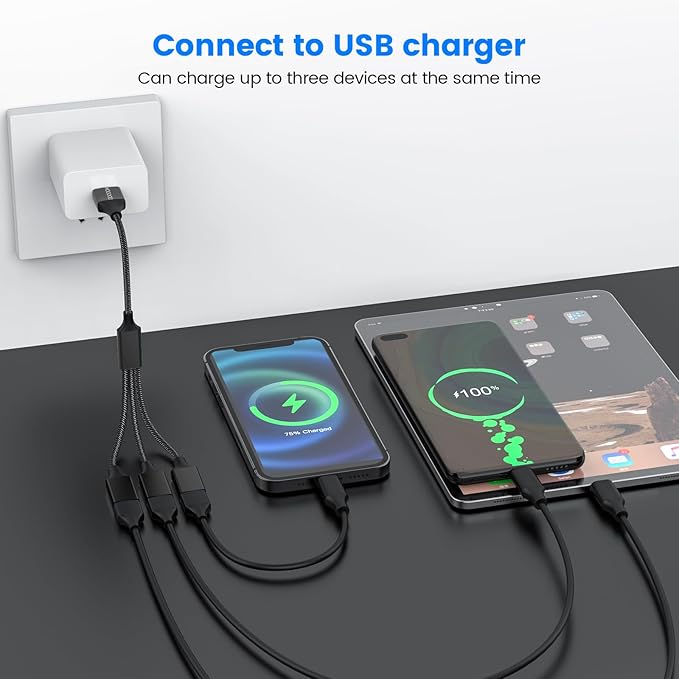 MOGOOD Type A Splitter 1 Male to 3 Female USB 2.0 Adapter Type a Power Spliter USB Extension Cord USB 3 Way Split Hub for Charging/Data Transfer/Laptop/Mac