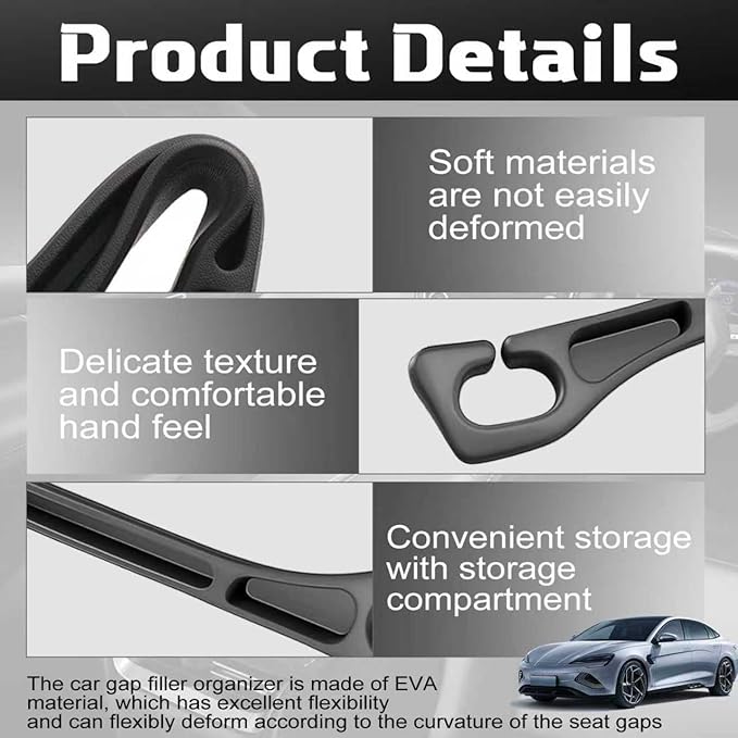 4PCS Car Seat Gap Filler Organizer, Universal Car Seat Gap Blocker with Storage Slot, Leak-Proof Seat Gap Plug for Car SUV Truck, Automotive Interior Accessories, Black