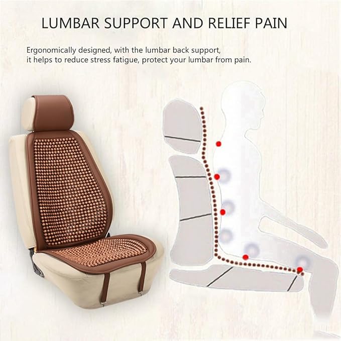 Blueshyhall Cooling Wooden Beaded Car Seat Cover Comfortable Massage Support Cushion for SUV Auto Office Home Seat Chair - Brown 2 Pcs