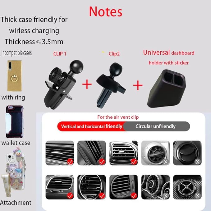 Wireless Car Charger Mount, Cute Car Phone Holder, Automatic Clamping Air Vent Dashboard Smart Phone Holder for iPhone 15/14/13/12/11//XS/XR/8, Samsung S23/22/21/20/Note 20, etc (Blue)