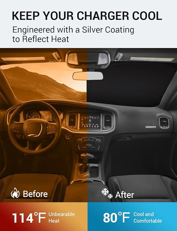 Proadsy 2026 Upgrade Front Windshield Sun Shade Foldable Sunshade Protector Custom for 2011-2023 Jeep Cherokee(Not for Jeep Grand Cherokee) Trailhawk Overland Limited Latitude Altitude Accessories