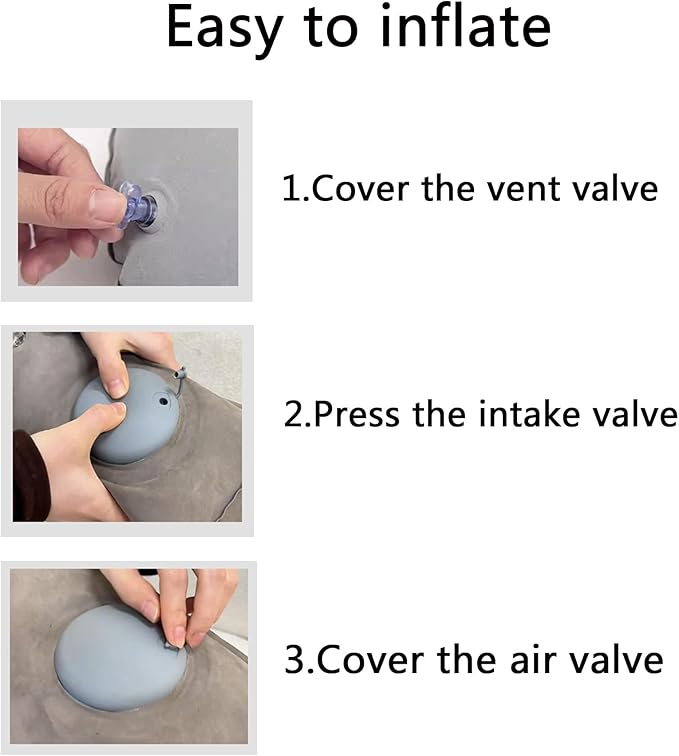 Lumbar Support Pillow for Office Chair and Car Seat, Inflatable Travel Back Rest Cushion for Airplane,Versatile Use Lower Back Cushion,Back Support Pillow, Protable Foldable Design