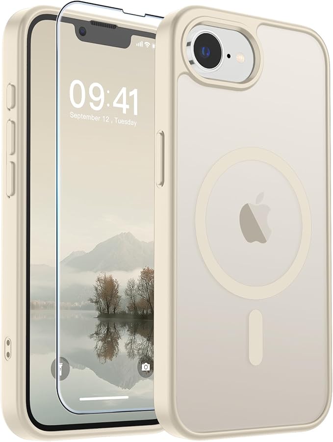 SUPFINE Magnetic for iPhone 17e Case/iPhone 16e Case (Compatible with MagSafe)(Military Grade Drop Protection) Slim Translucent Matte Shockproof with Anti-Fingerprint Phone Case,Antique White