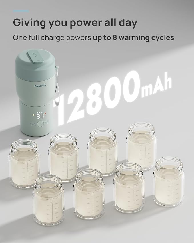 Papablic Pro Portable Bottle Warmer for Travel, Fast 2X Heating, Built-in Sterilizer, 5 Temp Settings, Water & Baby Milk & Formula Warmer on the Go, Smart Keep Warm, Lilac Purple