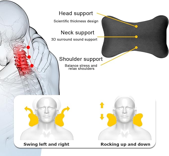 Car Neck Pillow, Soft Comfortable Memory Foam Auto Headrest Pillow Cushion with Adjustable Strap, Breathable Ergonomic Design Car Neck Pain Relief Cushion, Universal for Vehicles (Blue)