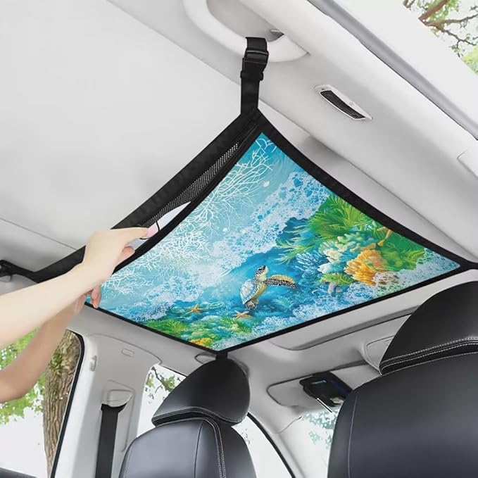 Turtle Grass Car Roof Storage Bag Car Roof Seat Organizer Premium Car Seat Organizer One-Size-Fits Car Travel Accessories