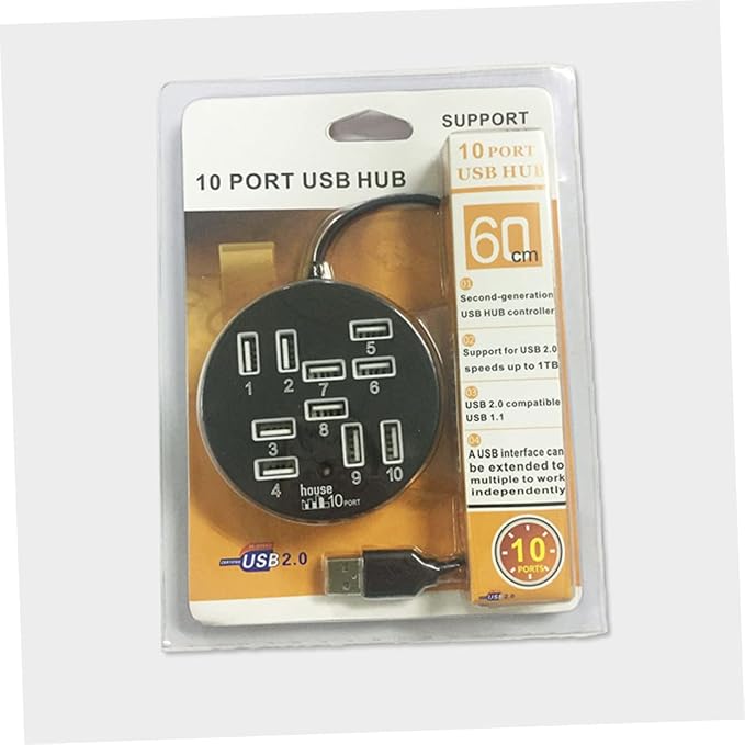 Generic Port USB Hub Splitter USB Expander with Multiple Ports High-Speed Connection for Laptop Keyboard Mouse and External Drives Black Design