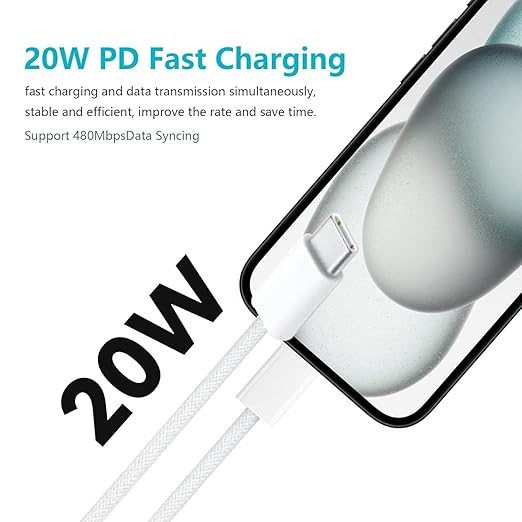 2 Pack 6FT 20W Fast Wall Charger Block for iPhone 16e 16 15 Chargers,iPad 11 A16 2025,AirPods 4th, iPhone 16 Plus/16 Pro Max/iPhone 15 Pro Max, iPad 10th Tablet USB Type C to USB C Charging Cord Cable