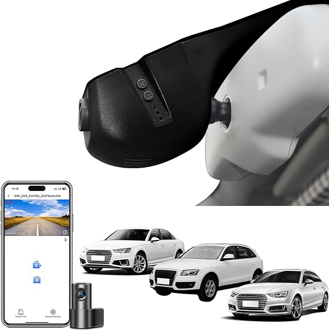 Mangoal Front 4K & Rear 1080p Dash Cam Custom fit for Audi (Model B Black) A4 A6 Allroad A3 A5 A6 Q5 A8 S8 A7 S5 Q3 S3 S7, Integrated OEM Look, WiFi and Free App, GPS, 128GB Card