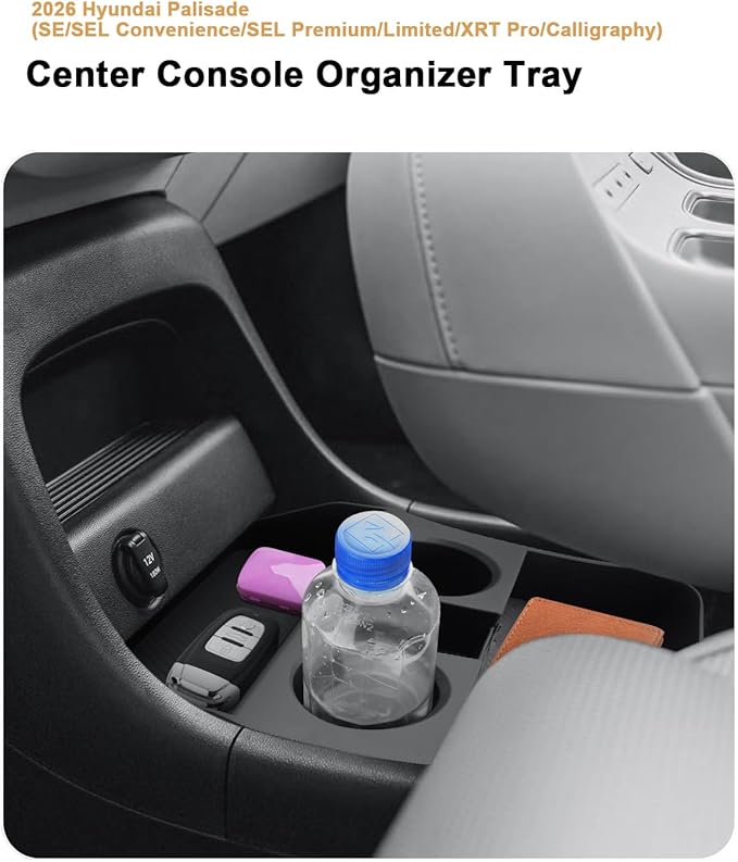 2026 Hundai Palisade Lower Center Console Organizer - For 2026 Palisade TPE Lower Console Organizer Tray - Compatible with 2026 Hundai Palisade(SE/SEL/Limited/XRT Pro/Calligraphy) Accessories