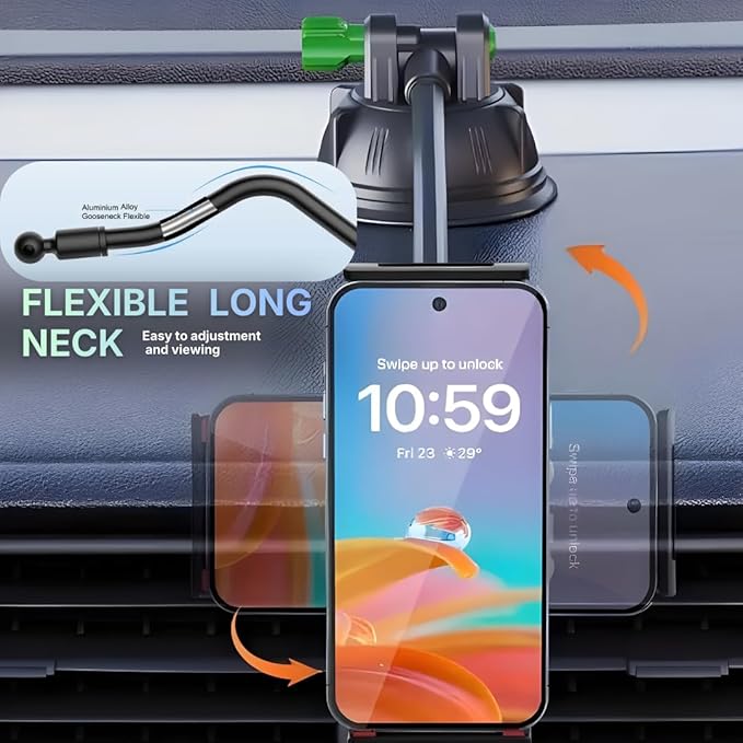 Wireless Car Charger Mount, Auto-Clamping Phone Holder with Fast Charging – Wireless Cell Phone Charging Car Mount for iPhone & Android (Gooseneck Mount)