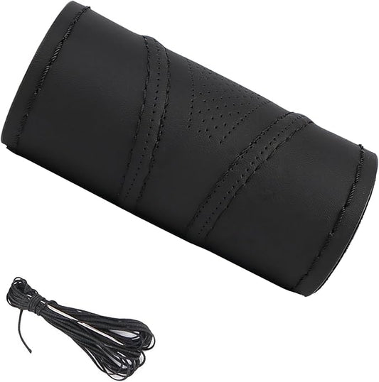 15.5 Inch Large Car Steering Wheel Cover Micro Fiber Leather Three-Dimensional Design DIY Stitch On Wrap for Buick GL8 Etc.Black