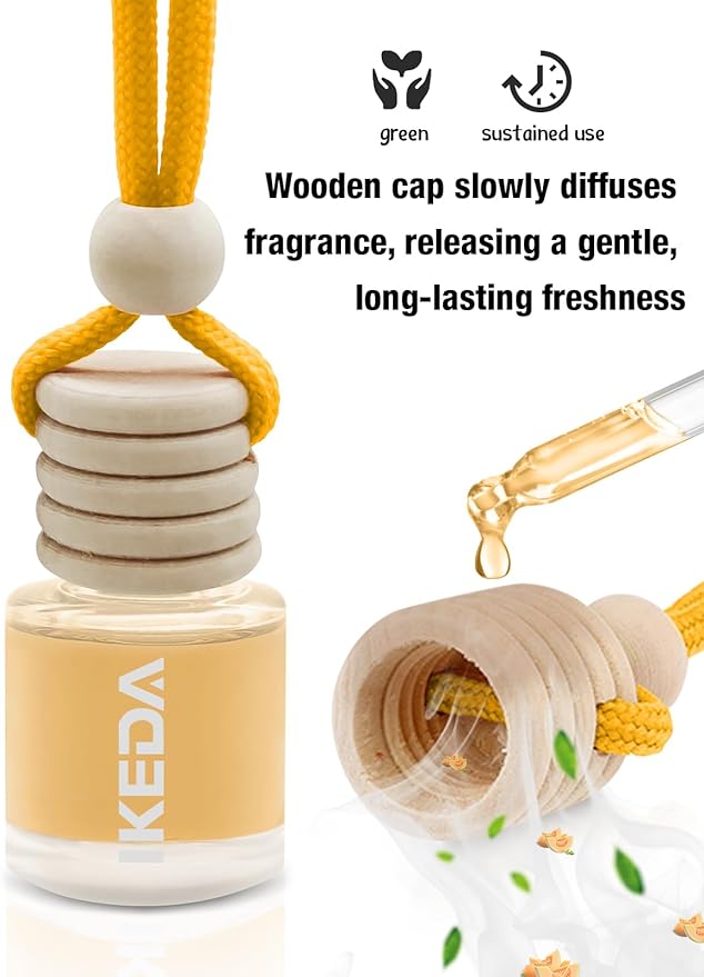 Ikeda Car Air Freshener: Hanging Car Smell Air Freshener | 10ml Hanging Car Perfume | Long Lasting Fragrance | Strong Scents Diffuser for Auto Home (Hami-melon|Circular)