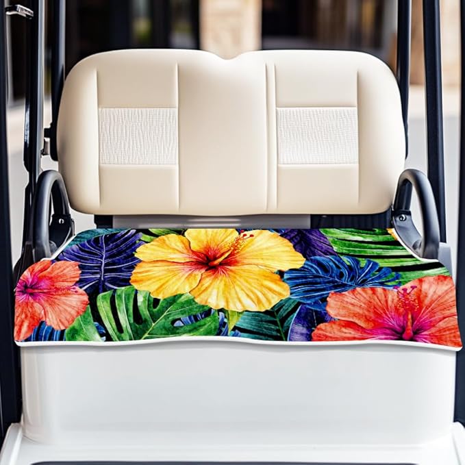 ORIGACH Tropical Flowers Golf Cart Seat Covers, Comfortable Cooling Golf Cart Blanket Towel, 100% Microfiber, Fits EZGO, Club Car, and More 2-Seat Golf Carts, 51x31inch