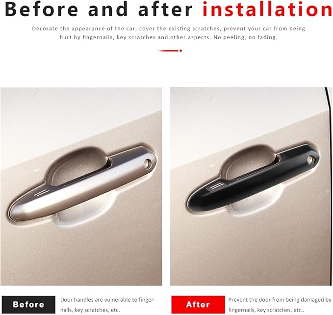 Exterior Door Handle Covers Compatible for 2019-2022 2023 2024 2025 Toyota Rav4 Accessories for Highlander 2024 2023 2022-2020 Handle Protectors with 4 Holes for Auto Sensors (Matte Black)