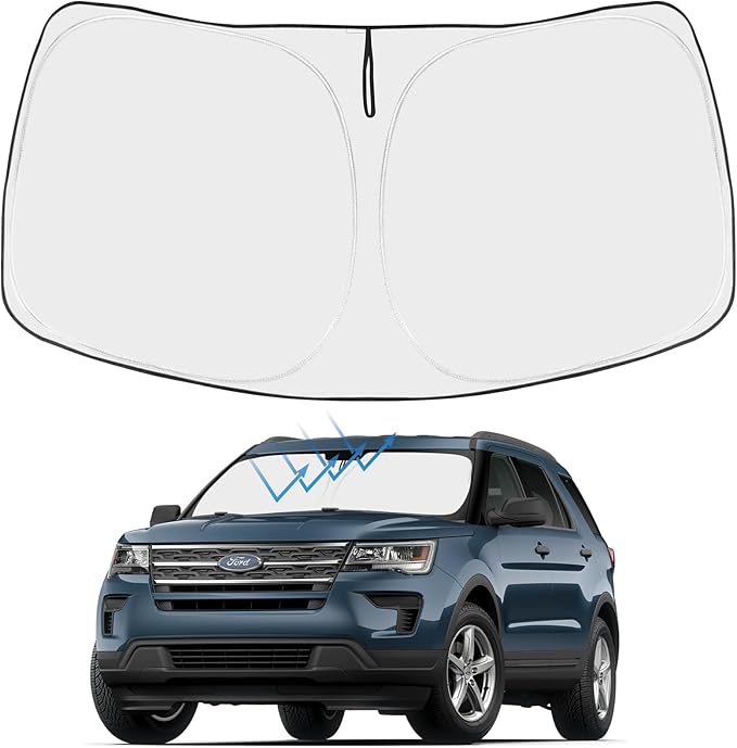 Proadsy 2026 Upgrade Front Windshield Sun Shade Foldable Sunshade Protector Custom Sun Visor Fit 2016-2019 Ford Explorer SUV ST XLT Limited Platinum Accessories