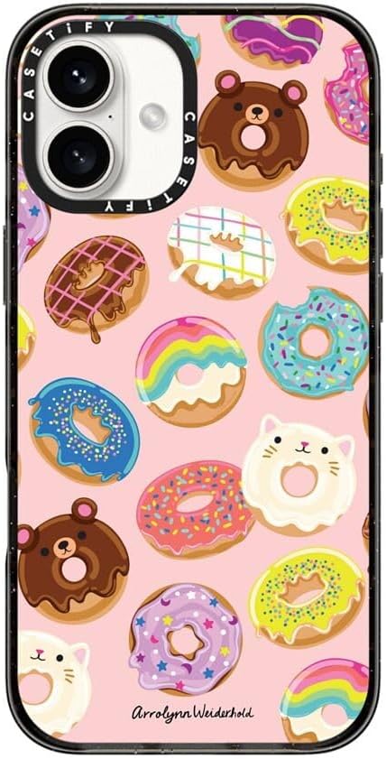 CASETiFY Impact Case for iPhone 16 Plus [8.2ft 4X Military Grade Drop Protection/Compatible with Magsafe] - Donuts - Clear Black