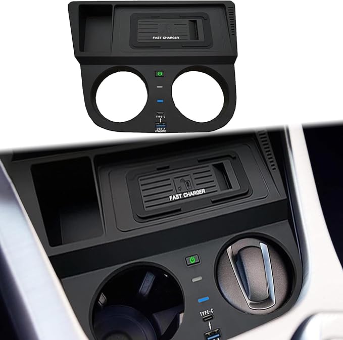 Wireless Car Charger Compatible with BMW X3/X4 F25/F26 2014-2017, Center Console Accessory Panel, 15W Qi Fast Charging with USB QC3.0 Ports