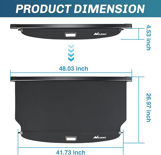 Nilight Trunk Cargo Cover for Toyota Venza 2021 2022 2023 2024, Retractable Security Shade Rear Cargo Cover, with Trunk Storage Net