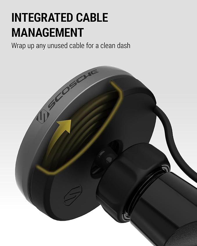 Scosche Qi2 Wireless MagSafe Car Mount Charger, 15W Magnetic Cell Phone Holder for Car with AMPS Mounting Plate for ProClip Vehicle Specific Mount Bases Compatible with iPhone, Samsung