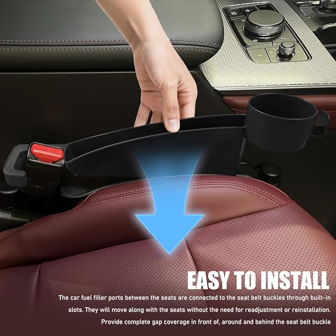 2PCS Car Seat Gap Filler Organizer, Console Side Organizer, Seats Gap Organizer with Phone Holder, Multifunctional Car Seat Filler Gap Space Prevents Things Dropping for Most Vehicles (Black)