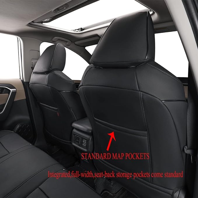 EKR Rav4 Seat Covers Custom Fit for Toyota Rav4 (Hybrid) LE/XLE Premium 2026, Leather Car Seat Cover Full Set for SUV,Faux Leather(Black)