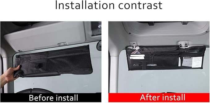 Car Sun Visor Organizer Compatible with Ineos Grenadier 2020-2025 Sunglass Holder and Storage Pocket, Card Cash Pouch with Multi-Pocket Net Zipper, Case Bag for License Pen Key