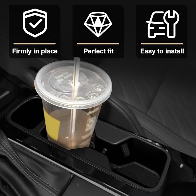 Muslogy Center Console Cup Holder Inserts Compatible with Kia Telluride 2020-2025 2026 Accessories Middle Console Front and Rear Drink Stopper Non-Slip TPE Organizer Cup Holder Replacement 2PCS Set