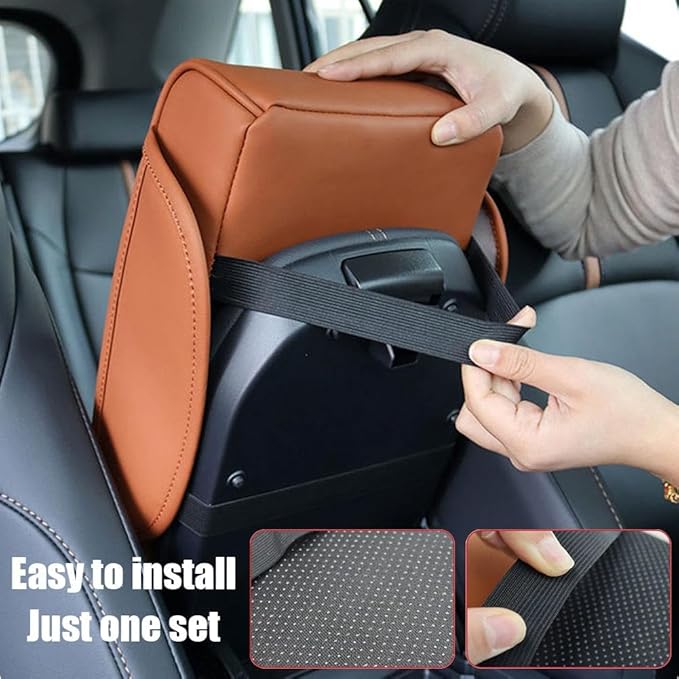 Car Armrest Cushion,5-in-1 Center Console Cover with 2 Storage Bags Cup Holder, Tissue Box Slot, Phone Slot for Car Sedans,Car Interior Accessories for Most Vehicle, SUV, Truck,Cars (Claret)