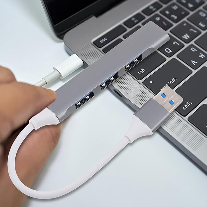 Kichvoe USB Hub Multiport Expander for Laptop and PC USB Splitter with Dark Gray Finish and Packaging Box Compatible with Gaming Accessories