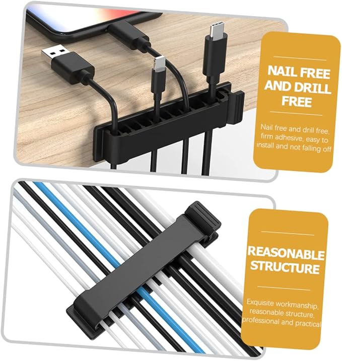 DOITOOL 4pcs Adjustable Self-Adhesive Cable Organizer for Efficient Office Car for Charging Cords USB