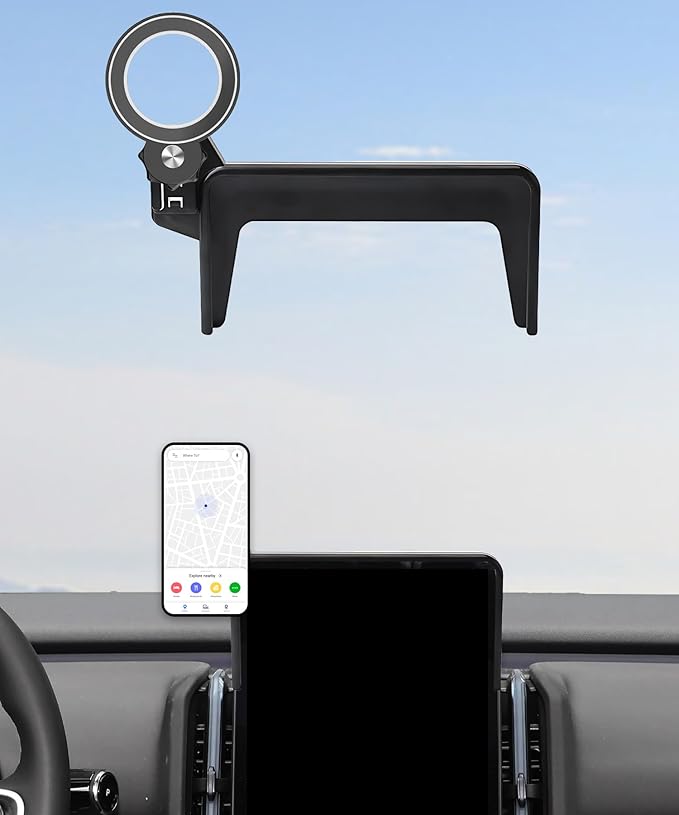 Car Phone Holder for 2025 2026 Volvo EX30 Accessories Apply to 12.3 Inch Touch Screen Fixed Clip Magnetic Cell Phone Mount Hands-Free 360 Degree Rotation