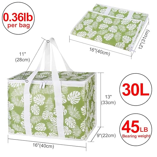 CIVJET 1-Pack Insulated Reusable Grocery Shopping Bags, X-Large Insulated Food/Pizza Delivery Bag for Delivery Drivers, Commercial Food Warmers, Tote Cooler/Thermal Bags