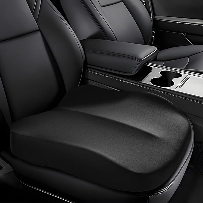 Hovom Car Seat Cushion, Wedge Memory Foam Car Cushion for Driving Seats, Non-Slip Adult Booster Seat Cushions Pad for Driver, Raise Height to Improve Driving Vision & Tailbone Pain Relief (Black)