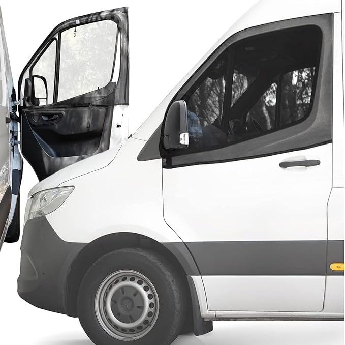 Living in a Bubble Magnetic Bug Screen for Front Doors (Pair), Universal Size for Sprinter, Metris, Ford Transit, and Other Vans & Cars - Car Living Essentials & Van Life Accessories