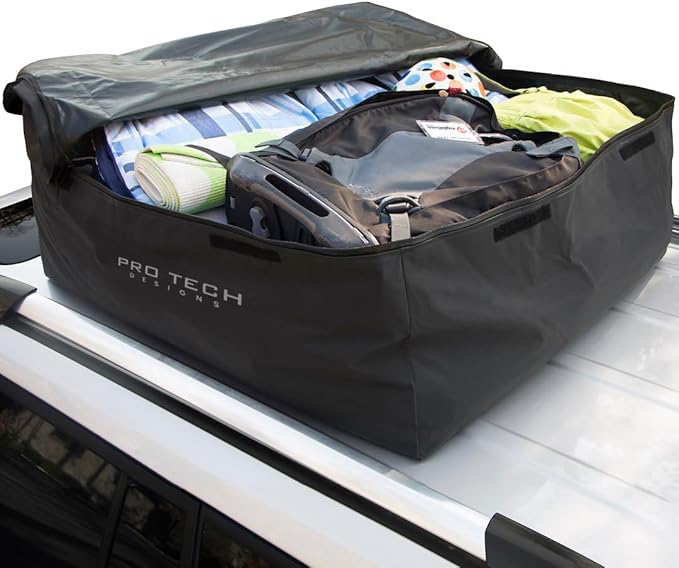 Journeyer - 18 Cubic Feet Weatherproof Rooftop Cargo Carrier for Top of Vehicle, Attaches with or Without Roof Rack 48" L x 36" W x 18" H