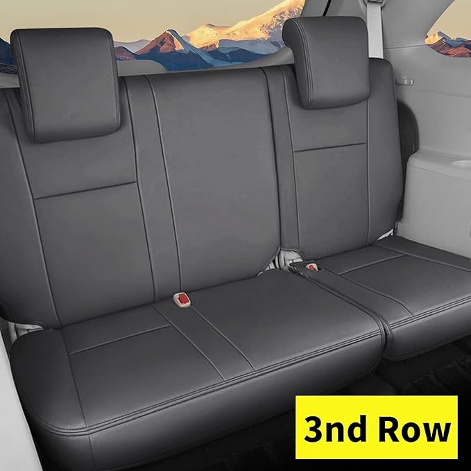AOMSAZTO Custom Fit Seat Covers: for Toyota Highlander 2020-2025 2026 -Three-Row 7 Seats,Second Row Captain Chair Full Set Faux Leather-Dark Gray