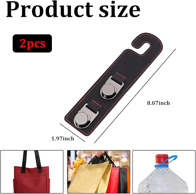 HZEL 2PCS Car Seat Headrest Hooks, Dual Hook Suede Vehicle Backseat Storage Holder for Purse Handbag Coat, Multifunctional Auto Seat Back Grocery Hanger Organizer, Universal for Vehicles (Black)