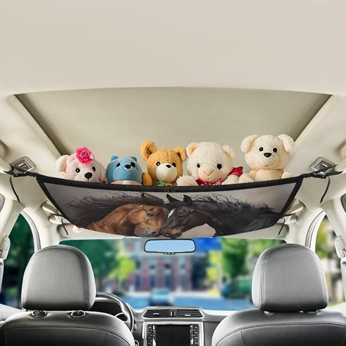 Car Roof Storage Bag Brown Black Horse Car Seat Storage Hanging Bag Multi-Purpose Car Bag Storage Box Organizer Pouch Pocket Inner Car Accessories Compatible with Most Vehicles