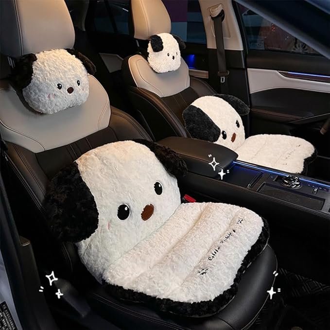 2 Pack Cute Cartoon Car Seat Cushion with Back Car Lumbar Support Pillow and Neck Pillow Car Seat Pillow for Relieve Your Driving Tiredness