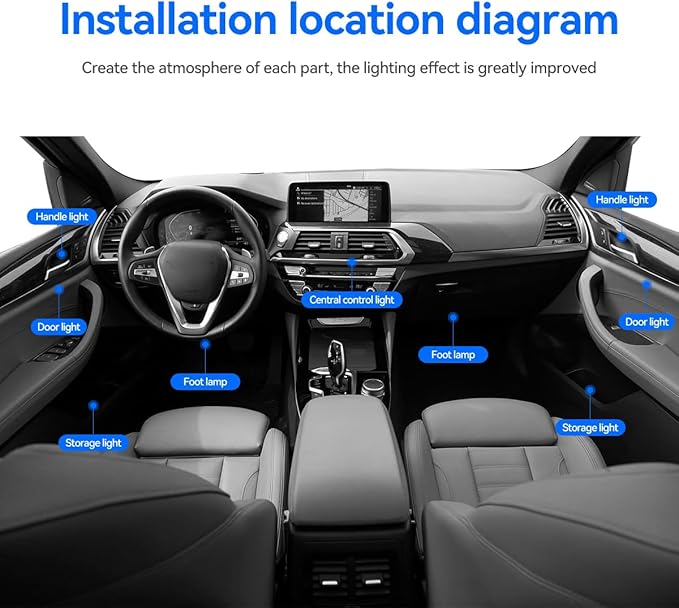 Dreamcolor Acrylic Interior Car LED Strip Lights, Car Ambient Lighting Kit with APP Control, Decorative Lights with Dynamic Chasing Sync to Music, RGB Neon Lighting (10 in 1)