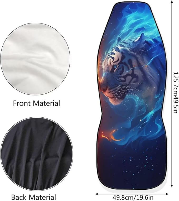 Cool Tiger Car Seat Covers Breathable Front Seat Covers Easy Installation Stretch Polyester Fabric Cover Protection Interior Accessories Universal Fit Most Cars SUV