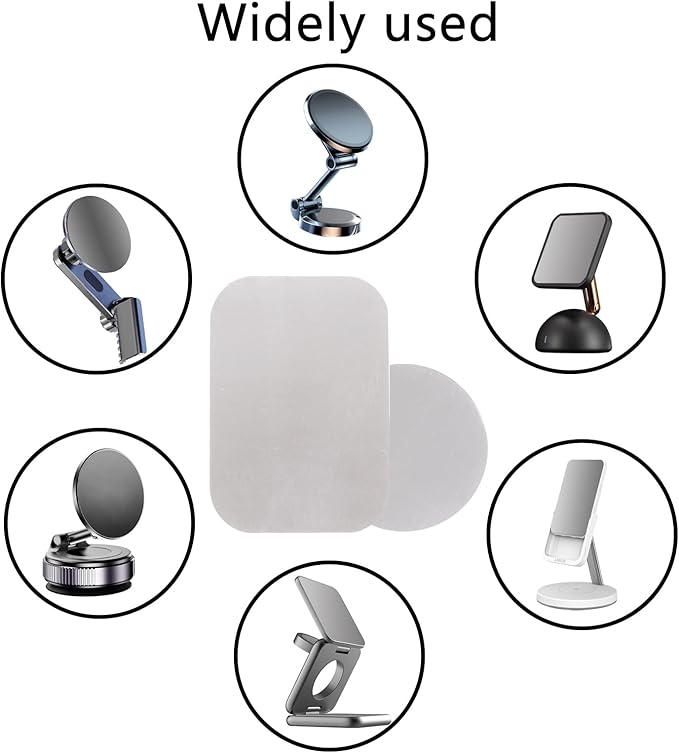 GDMINLO Mount Metal Plate（4Pack） for Magnetic Car Mount Phone Holder with Full Adhesive for Phone Magnet, （2 Rectangle and 2 Round）