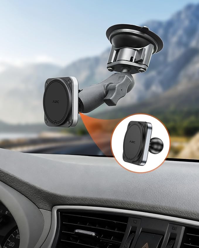 Heavy Duty Magnetic Phone Holder Base with 1" Ball for MagSafe iPhone 17-12 Series, Compatible with RAM mounts and Other B Size Ball Double Socket Arm