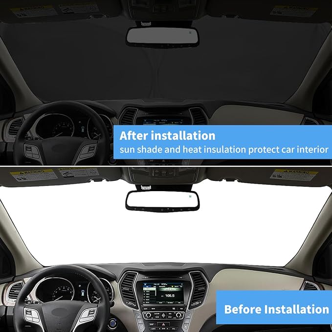 Windshield Sun Shade for 2013-2018 Hyundai Santa Fe Custom Fit Window Sunshade Front Window Shade Sun Visor Accessories Blocks UV & Heat, Keep Car Cooler