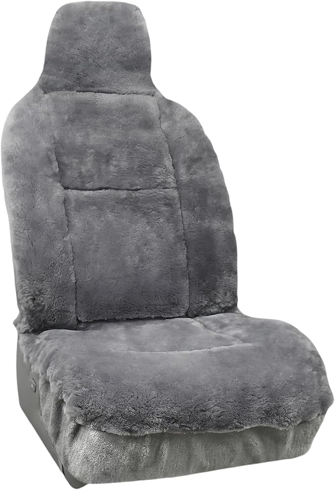 Aegis Cover Premium Australian Merino Sheepskin Car Seat Cover, Easy-Install Summer & Winter Universal Fit for SUV Truck Sedan Most Vehicles (FS-Grey)