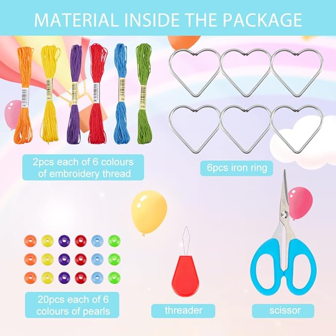 INFUNLY 6 Set DIY Small Dream Catcher Kit Rainbow Heart Dream Catchers DIY Heart Macrame Craft Kit for Hanging Decor Boho Home Charms with Instruction Video for Car Handbag Pendant Keys Purse Wallet