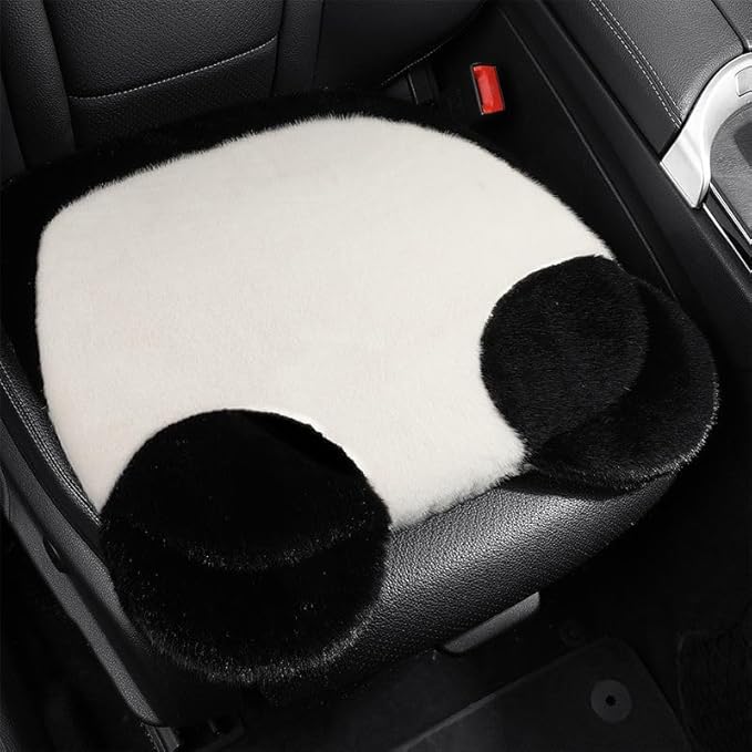 Car Seat Cushion,Lumbar Support Pillow for Car Seat,Cute Panda Cushion for Most Car, Truck, SUV, or Van Front （1 Seat Cushion,1 Pillow）