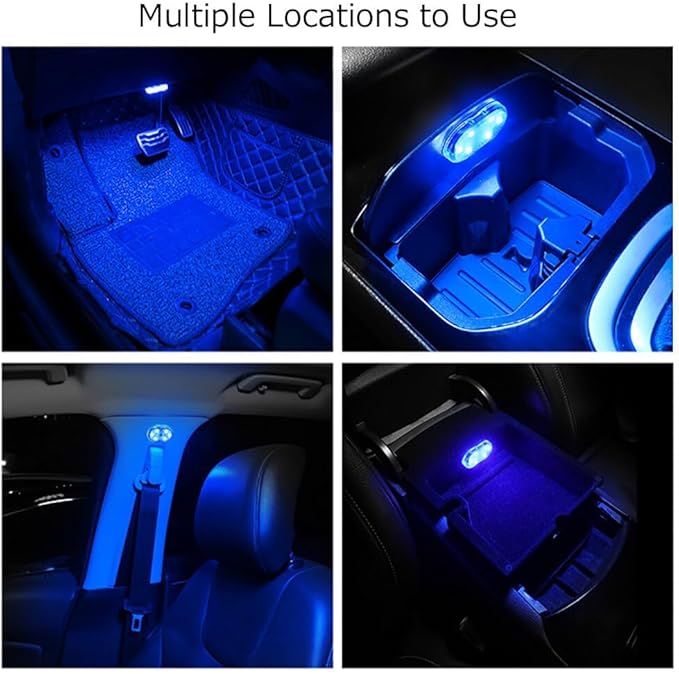 Car Interior Lighting, LED Reading Light, 7 Color Switches, USB Charging Touch Switch Wireless Portable Mini Ambient Light【2Pcs/Pack】