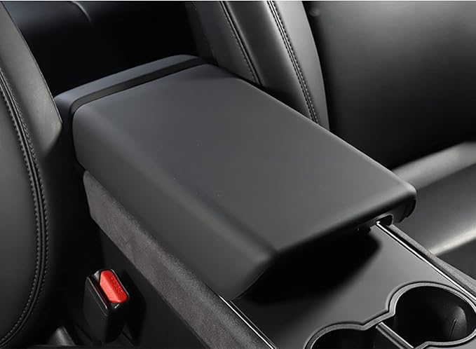 Matte Black Armrest Cover for Tesla Model 3 Model Y 2017-2023 Car Center Console Armrest Pad Trim Cover Arm Rest Box Cushion Console Protector Interior Accessories
